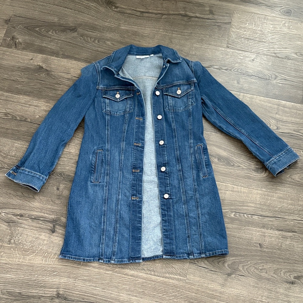 Chico's Long Line Medium Wash Denim Jacket